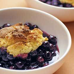 Blueberry cobbler with gingered biscuits