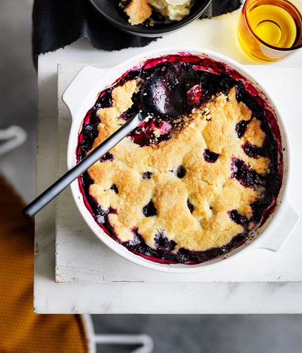 Blueberry cobbler with ice-cream