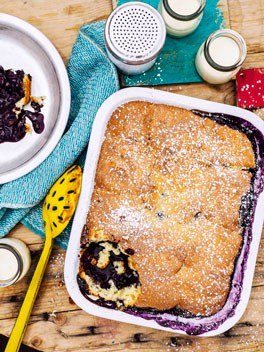 Blueberry cobbler with lemon curd cream