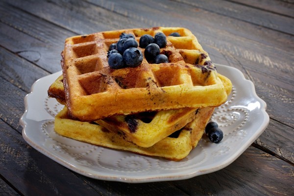 Blueberry corn waffles