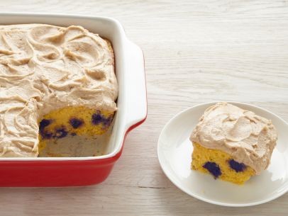 Blueberry cornbread with maple buttercream