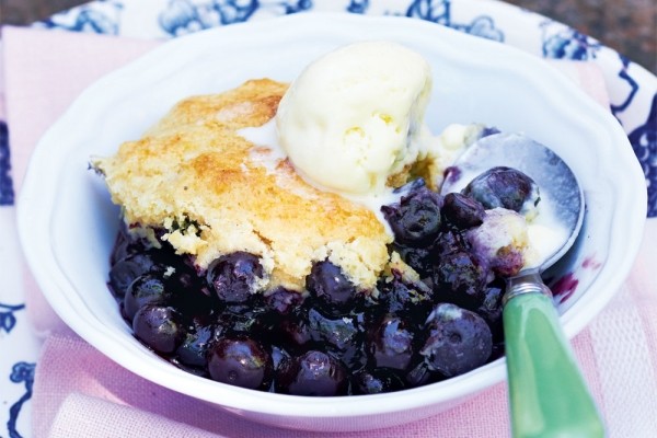 Blueberry cornmeal cobbler