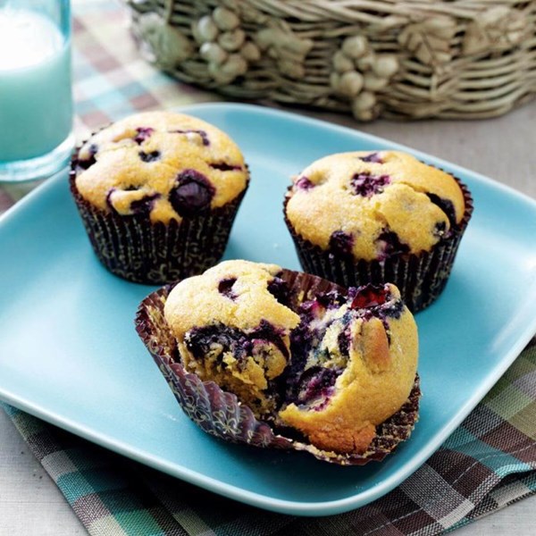 Blueberry cornmeal muffins