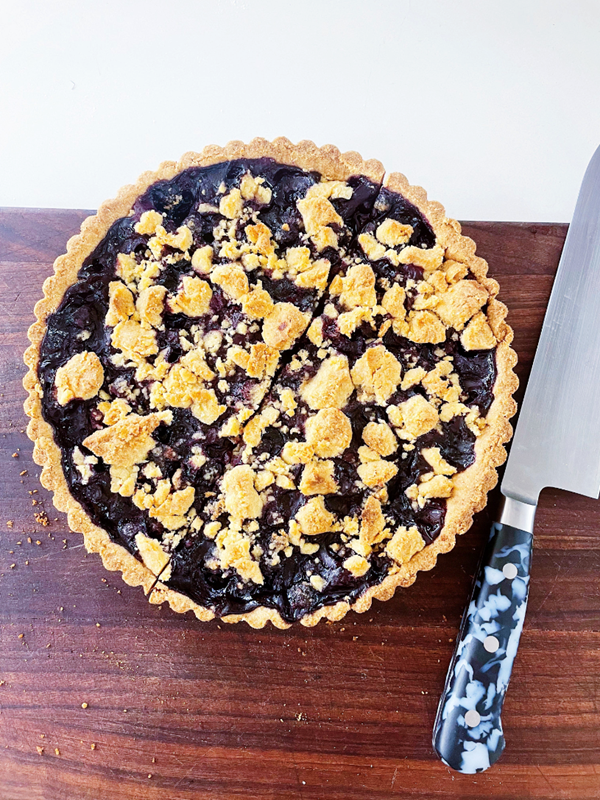 Blueberry cornmeal shortbread tart