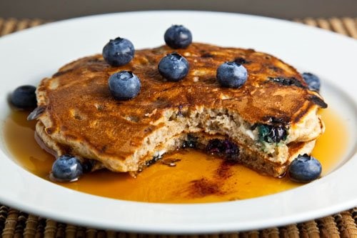 Blueberry cottage cheese pancakes