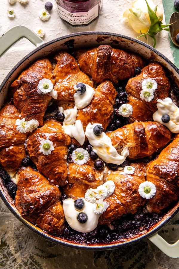 Blueberry croissant French toast bake