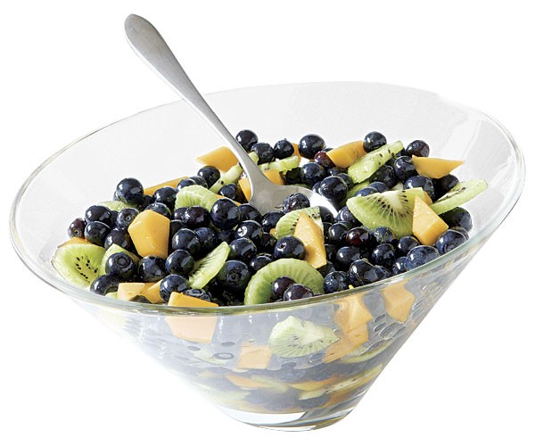 Blueberry fruit salad with tequila-lime syrup