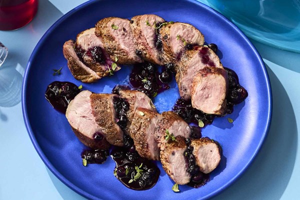 Blueberry-gin pork tenderloin