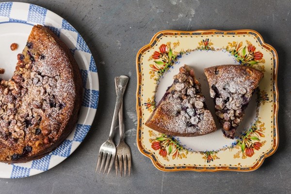 Blueberry hazelnut ricotta cake