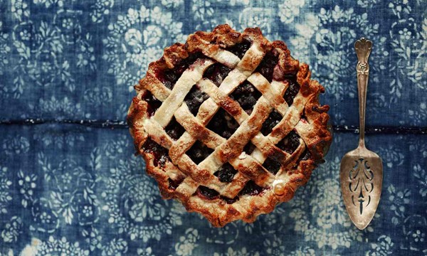 Blueberry lattice pie