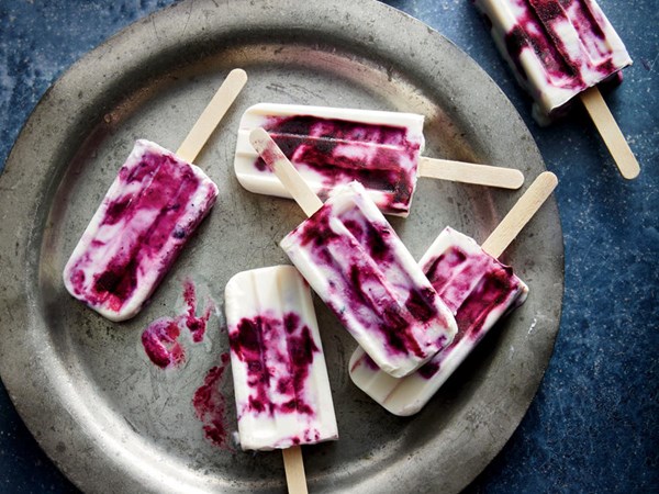 Blueberry-lavender yogurt pops
