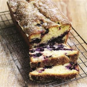 Blueberry, lemon and mint drizzle cake