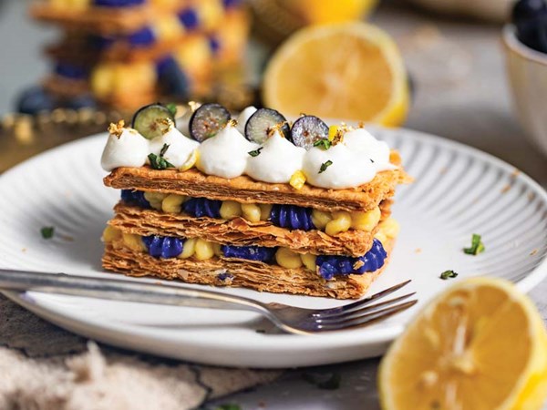 Blueberry-lemon Swedish Napoleon cake