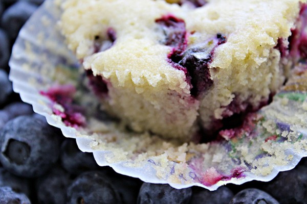 Blueberry, lime and thyme pound cake muffins