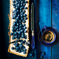 Blueberry, maple and pecan tart
