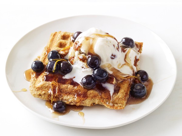 Blueberry-maple waffle sundaes