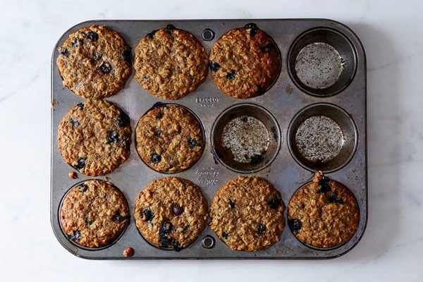 Blueberry, oatmeal and flaxseed muffins