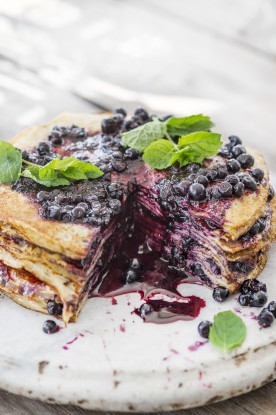 Blueberry pancake cake