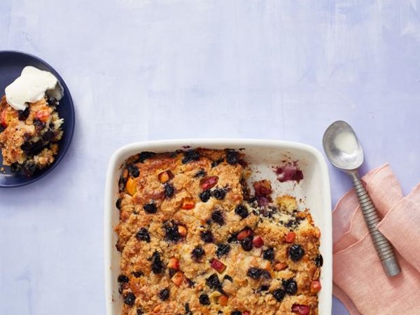 Blueberry-peach buckle