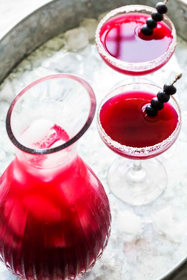 Blueberry pitcher margaritas