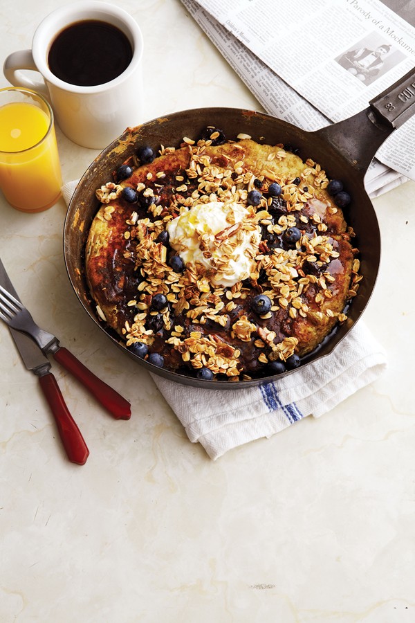 Blueberry quinoa pancakes with lemon crema
