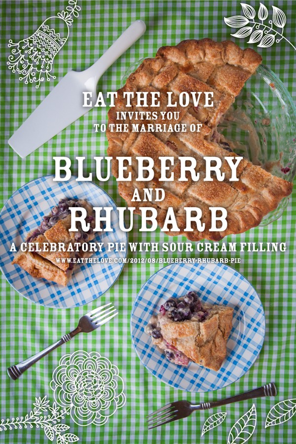 Blueberry rhubarb sour cream pie