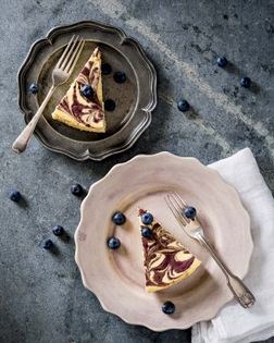 Blueberry-ripple baked cheesecake