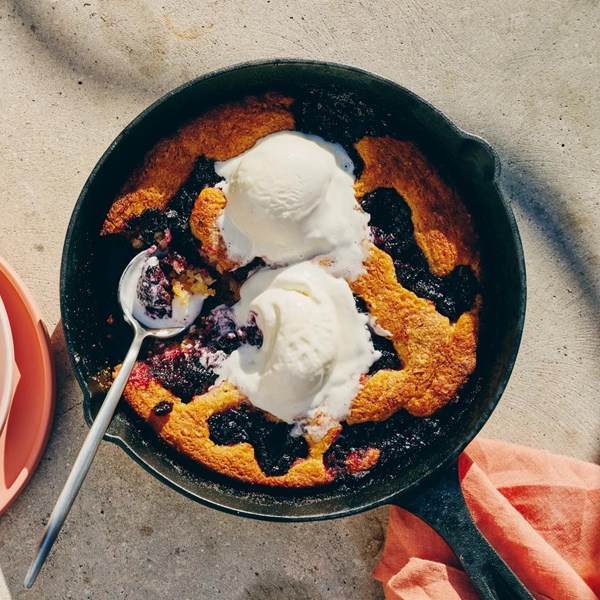 Blueberry skillet cobbler 