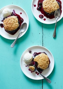 Blueberry skillet cobbler with whole wheat biscuits