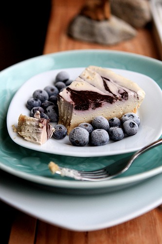 Blueberry swirl cheesecake