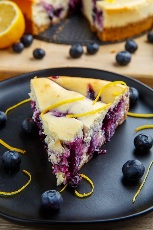 Blueberry swirl lemon cheesecake