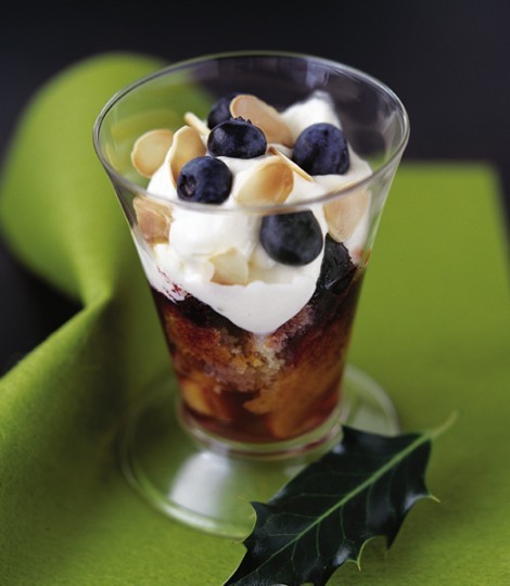 Blueberry syllabub trifles