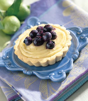 Blueberry tartlets with lime curd