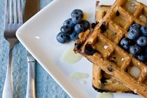 Blueberry waffles with lemon icing