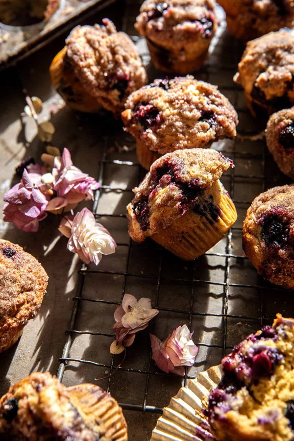 Blueberry yogurt coffee cake muffins