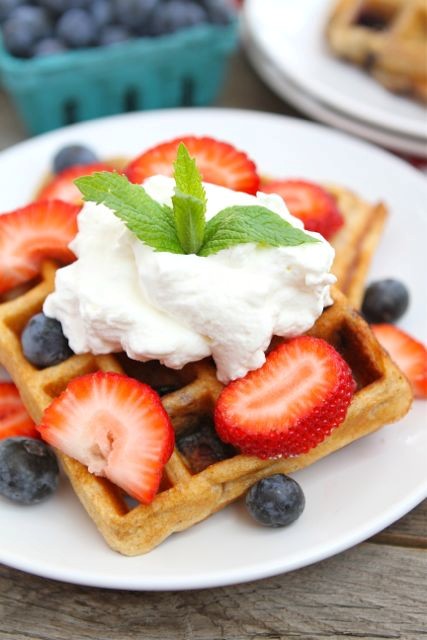 Blueberry yogurt waffles