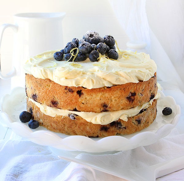 Blueberry zucchini cake with lemon buttercream