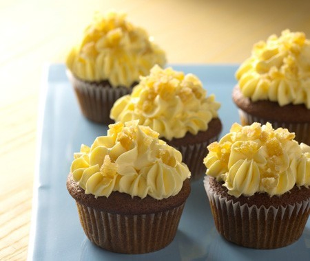 Bobby Flay's gingerbread cupcakes with caramelized mango buttercream