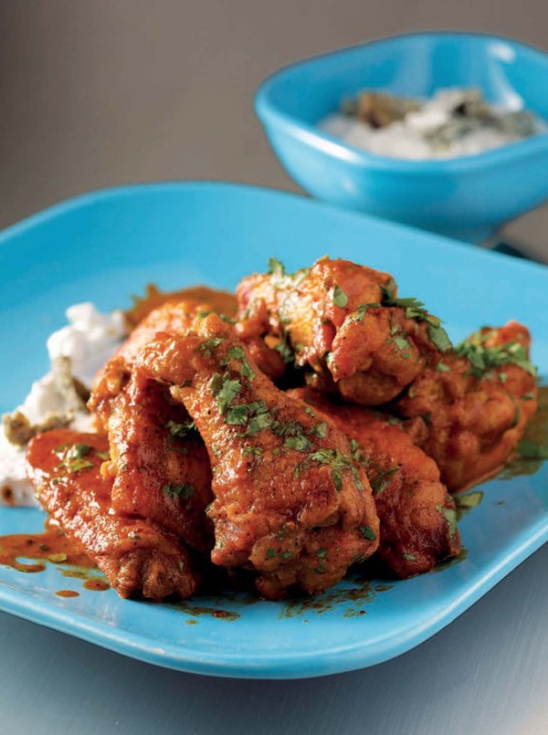 Bobby Flay's hot wings with blue cheese-yogurt sauce