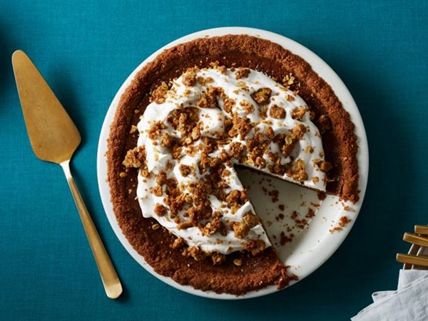Bobby's pumpkin pie with bourbon-maple whipped cream and cinnamon crunch