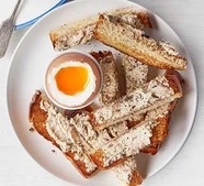 Boiled egg with] mushroom brioche soldiers