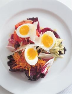 Boiled egg with vegetable salad
