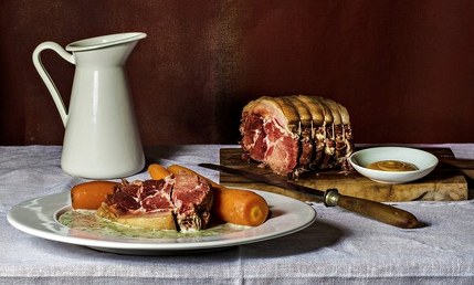Boiled ham and parsley sauce