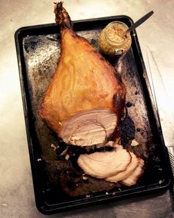 Boiled ham with mustard-honey crust