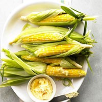 Boiled-in-the-husk corn on the cob