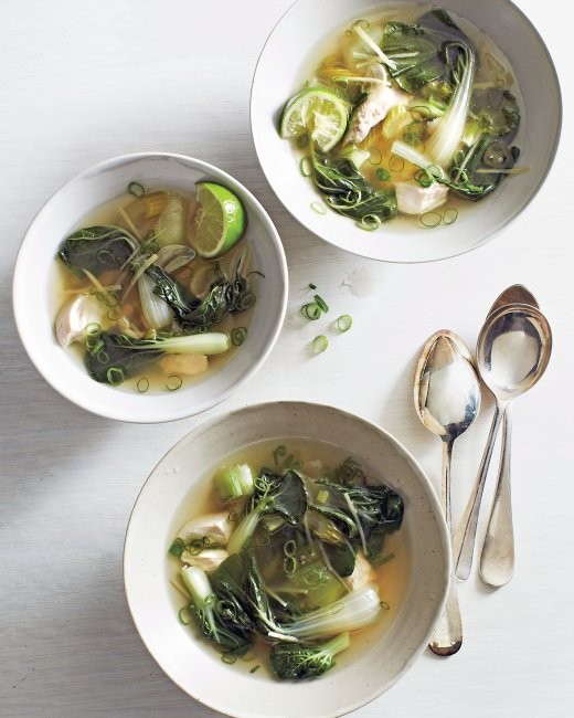 Bok choy and chicken soup