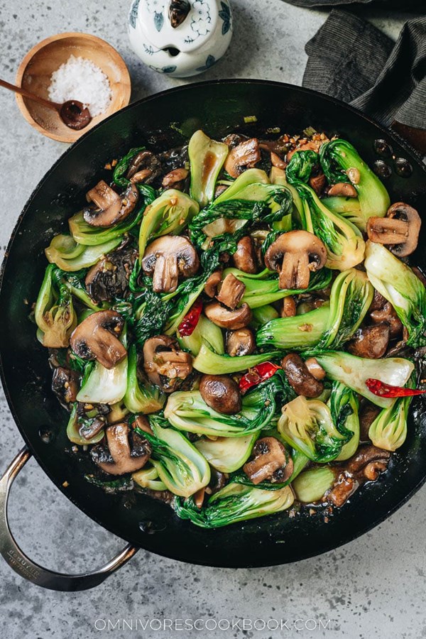 Bok choy and mushroom stir fry