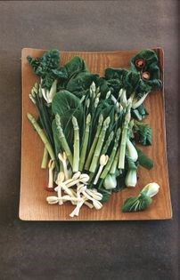 Bok choy and peanut sprouts with peanut oil and soy sauce