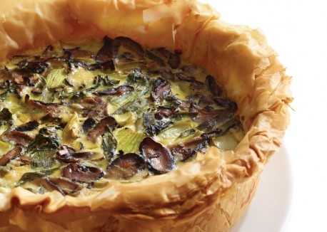 Bok choy and shiitake quiche