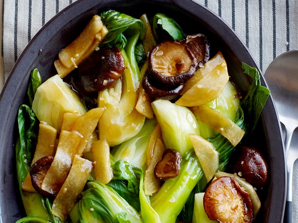 Bok choy and shiitakes